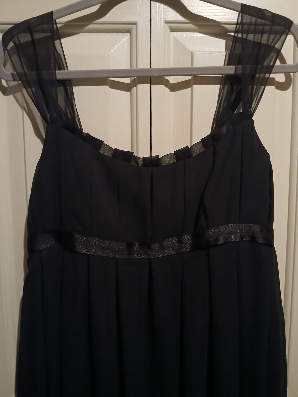 Ver Wang Little Black Dress. Sheer-Strap Evening